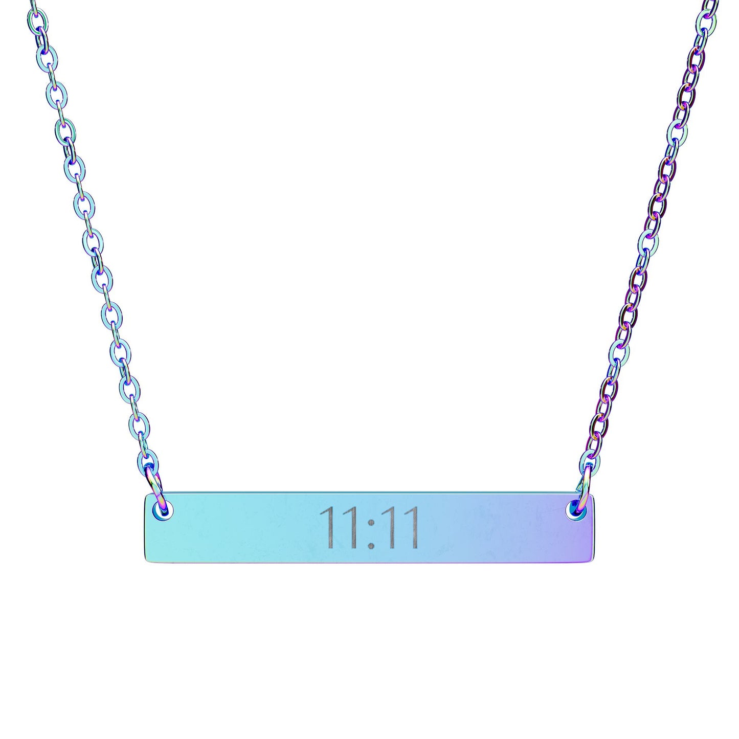 11:11 Engraved Bar Necklace — Horizontal Minimalist Personalized Pendant