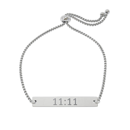 11:11 Engraved Adjustable Bar Bracelet – Personalized Gold/Silver Plate