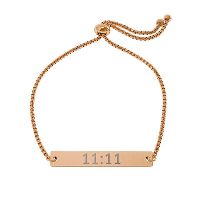 11:11 Engraved Adjustable Bar Bracelet – Personalized Gold/Silver Plate