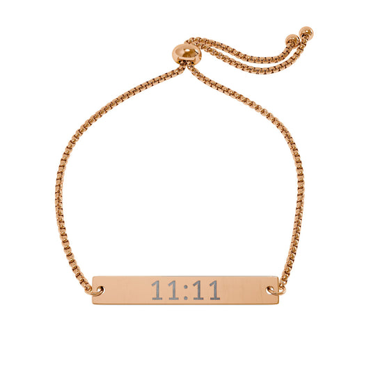 11:11 Engraved Adjustable Bar Bracelet – Personalized Gold/Silver Plate