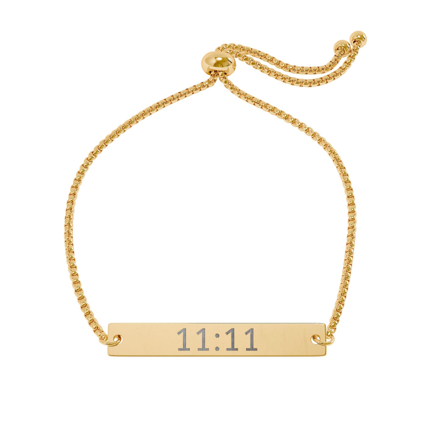 11:11 Engraved Adjustable Bar Bracelet – Personalized Gold/Silver Plate