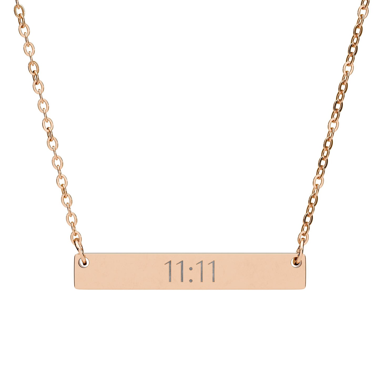 11:11 Engraved Bar Necklace — Horizontal Minimalist Personalized Pendant