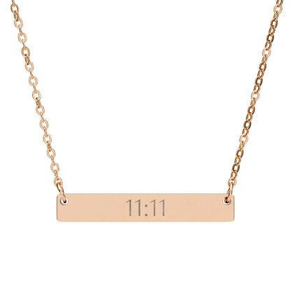 11:11 Engraved Bar Necklace — Horizontal Minimalist Personalized Pendant