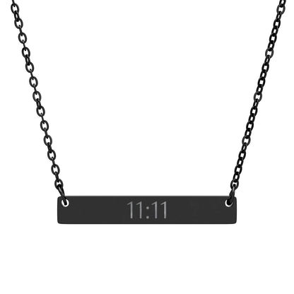 11:11 Engraved Bar Necklace — Horizontal Minimalist Personalized Pendant