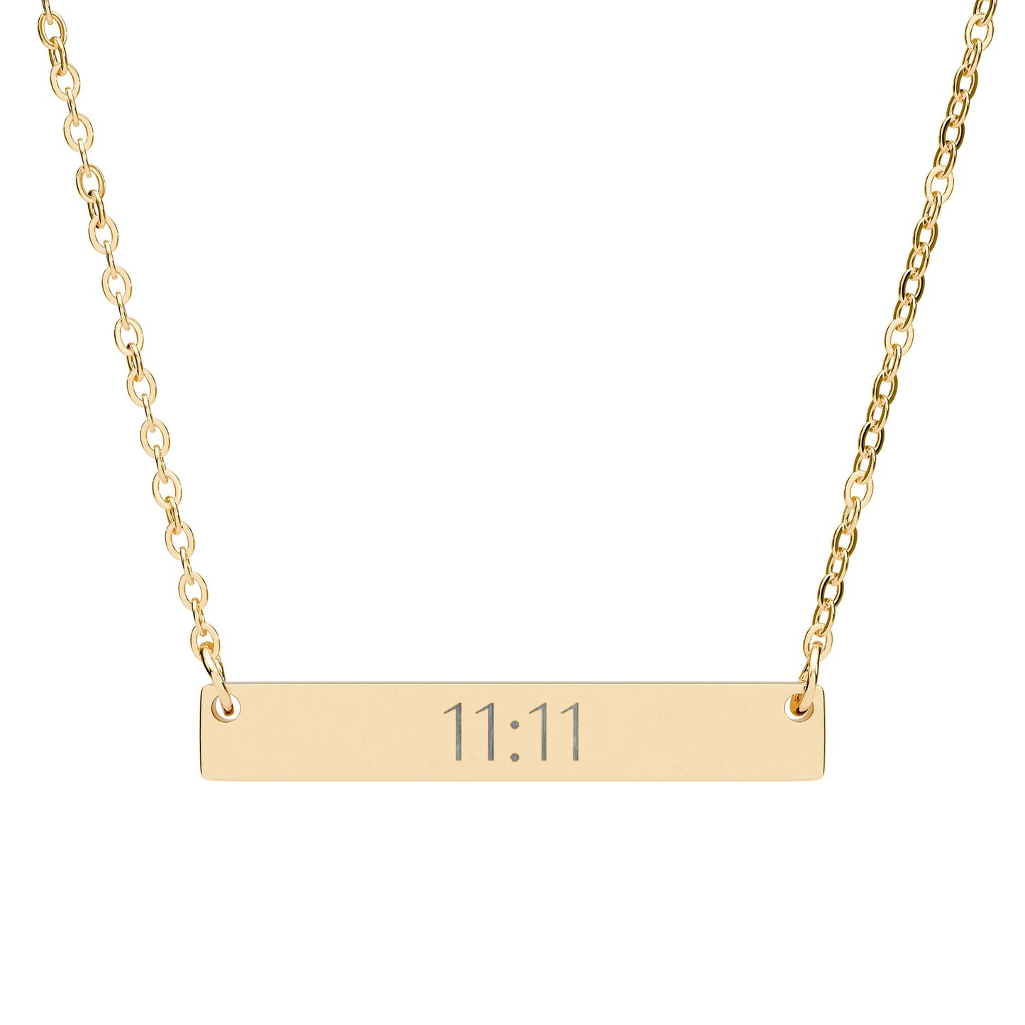 11:11 Engraved Bar Necklace — Horizontal Minimalist Personalized Pendant
