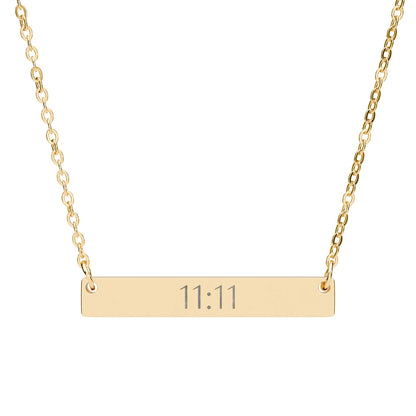 11:11 Engraved Bar Necklace — Horizontal Minimalist Personalized Pendant
